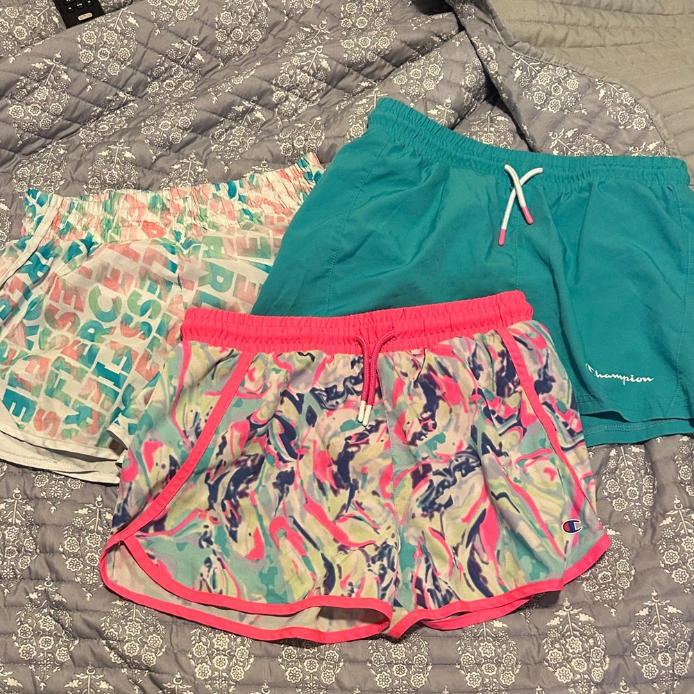 Champion girls Teal and Pink Athletic Shorts Trio